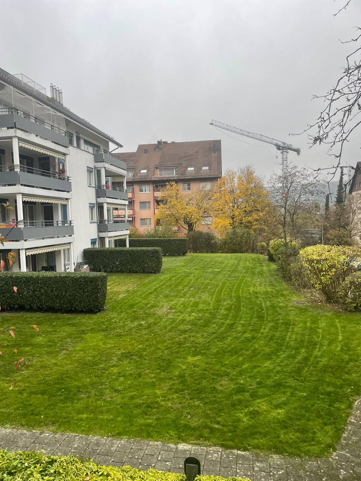 Gepflegte Grünanlage einer Wohnsiedlung